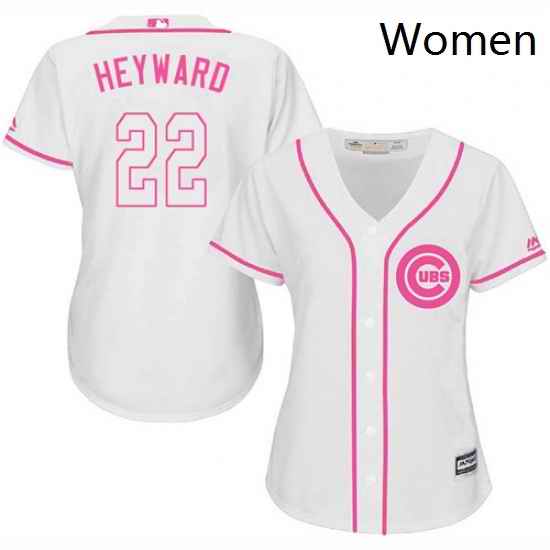 Womens Majestic Chicago Cubs 22 Jason Heyward Authentic White Fashion MLB Jersey
